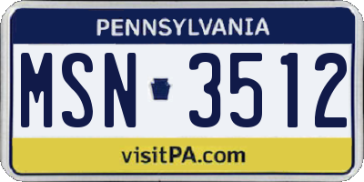 PA license plate MSN3512