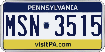PA license plate MSN3515