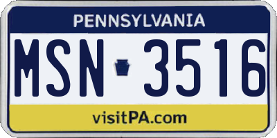 PA license plate MSN3516
