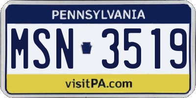 PA license plate MSN3519