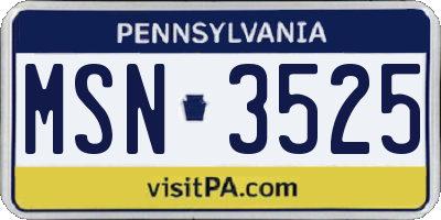 PA license plate MSN3525