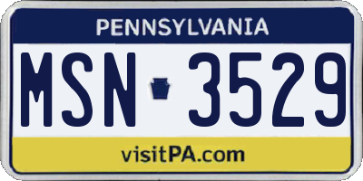PA license plate MSN3529