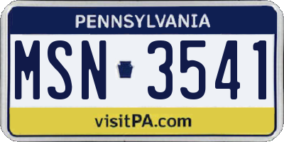 PA license plate MSN3541