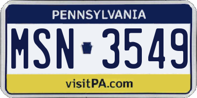 PA license plate MSN3549