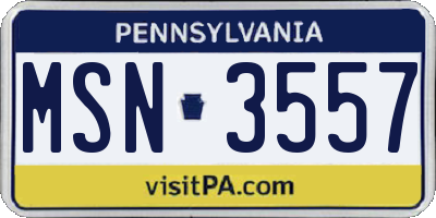 PA license plate MSN3557