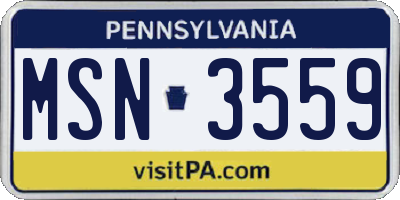 PA license plate MSN3559