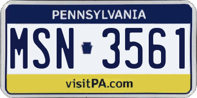 PA license plate MSN3561