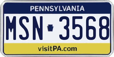 PA license plate MSN3568
