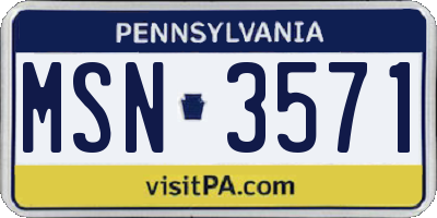 PA license plate MSN3571