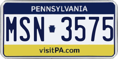 PA license plate MSN3575