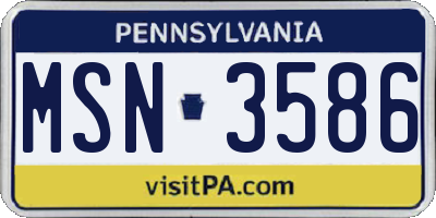 PA license plate MSN3586