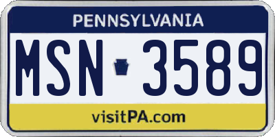 PA license plate MSN3589