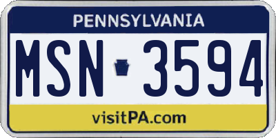 PA license plate MSN3594