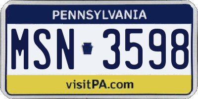 PA license plate MSN3598