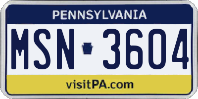 PA license plate MSN3604
