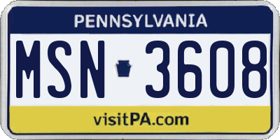 PA license plate MSN3608