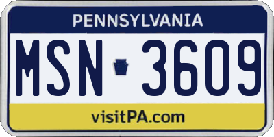 PA license plate MSN3609