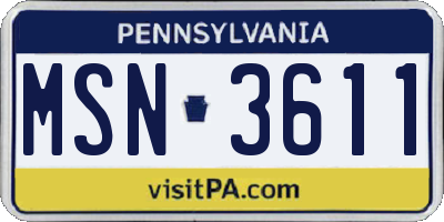PA license plate MSN3611
