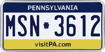 PA license plate MSN3612