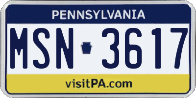 PA license plate MSN3617