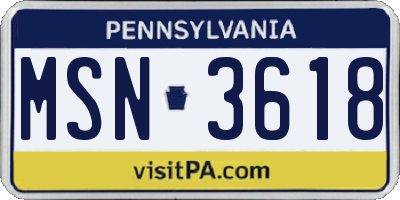 PA license plate MSN3618