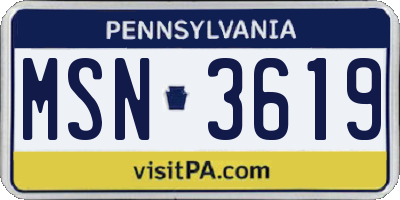 PA license plate MSN3619