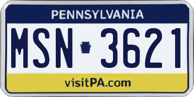 PA license plate MSN3621