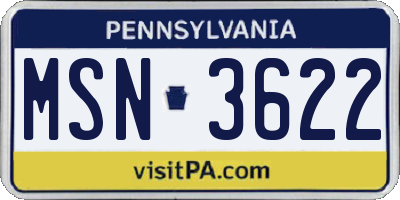 PA license plate MSN3622
