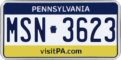 PA license plate MSN3623