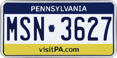 PA license plate MSN3627