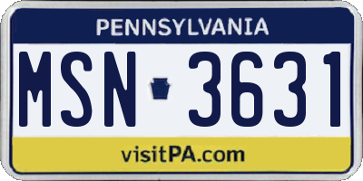 PA license plate MSN3631