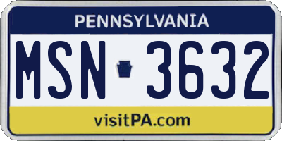 PA license plate MSN3632
