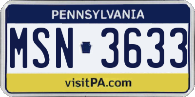 PA license plate MSN3633