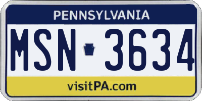 PA license plate MSN3634