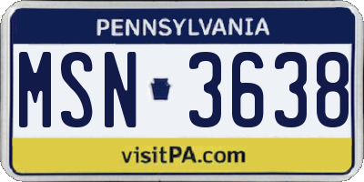 PA license plate MSN3638