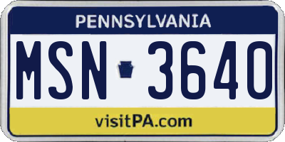 PA license plate MSN3640