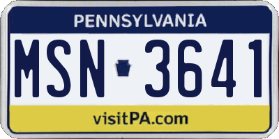 PA license plate MSN3641