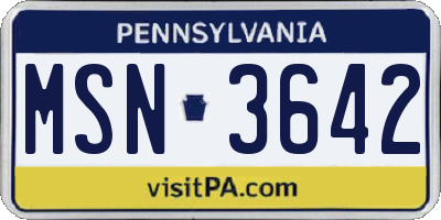 PA license plate MSN3642