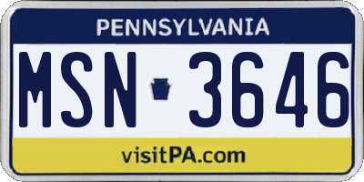 PA license plate MSN3646
