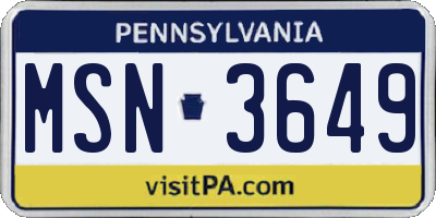 PA license plate MSN3649