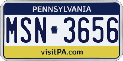 PA license plate MSN3656
