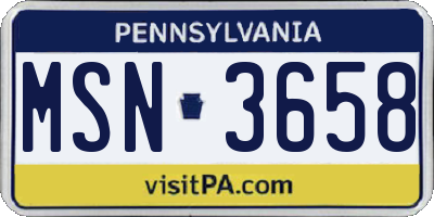 PA license plate MSN3658