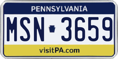 PA license plate MSN3659