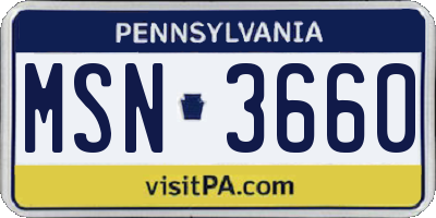 PA license plate MSN3660