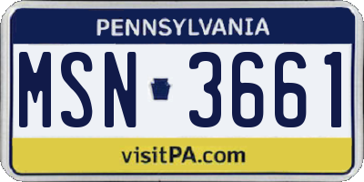 PA license plate MSN3661