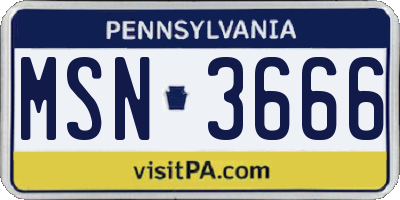 PA license plate MSN3666