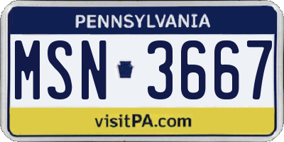 PA license plate MSN3667