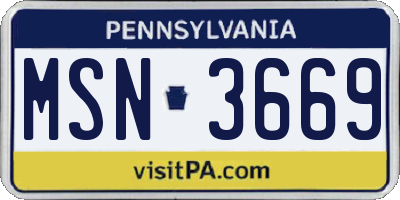 PA license plate MSN3669