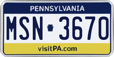 PA license plate MSN3670