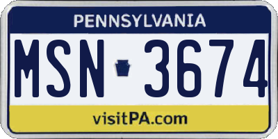 PA license plate MSN3674